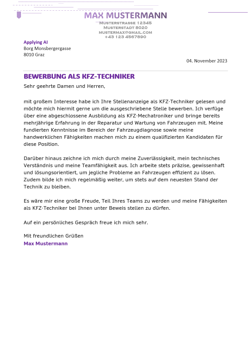 Animiertes Bewerbungsbild